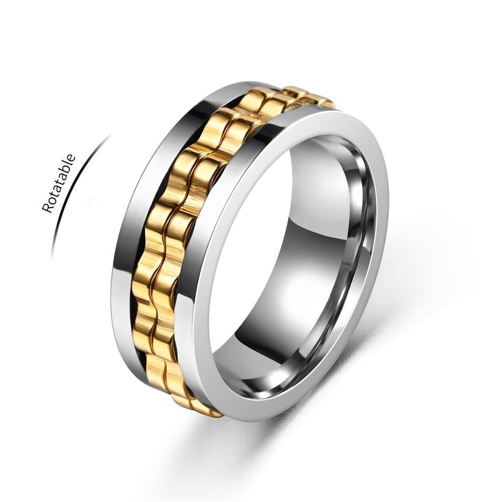 Anxiety Ring Zahnrad Rotierend - Silber Gold