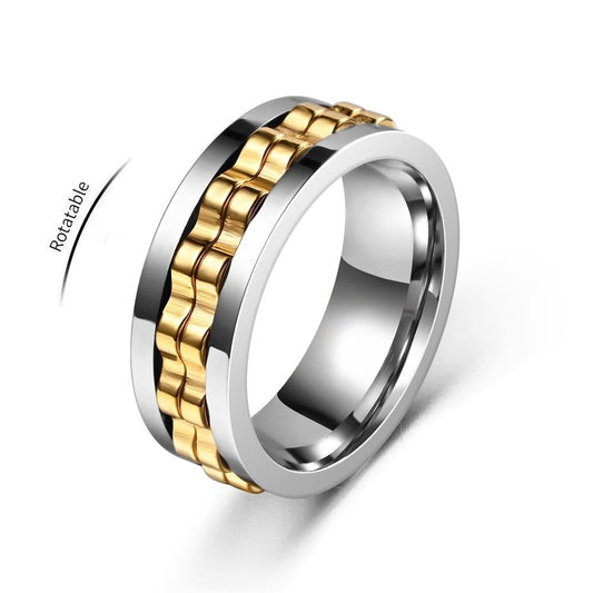 Anxiety Ring Zahnrad Rotierend - Silber Gold
