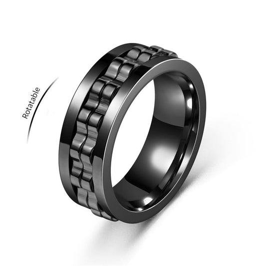Anxiety Ring Zahnrad Rotierend - Schwarz