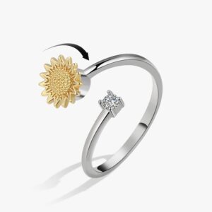 Anxiety Ring Strahlende Sonne in Silber